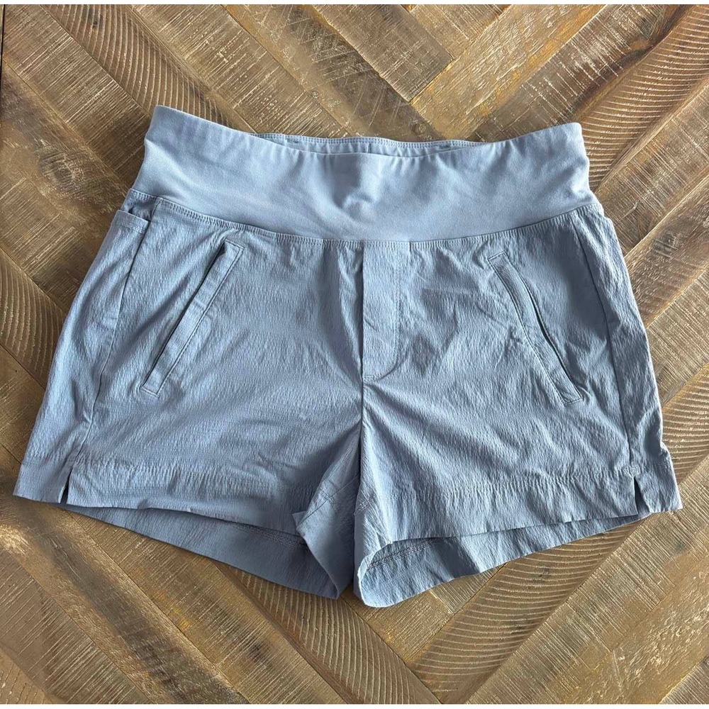 Athleta Trekkie North Shorts Dusty Blue Hiking Travel Athletic Pockets Size 4